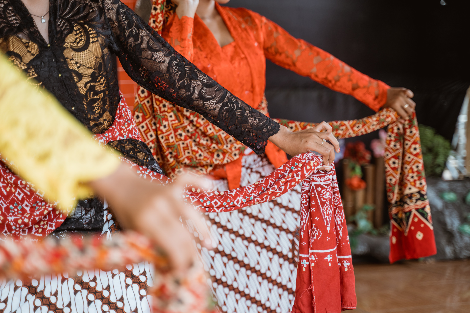 Closeup Hand Gesture of Woman Performing Traditional Javanese Dancing